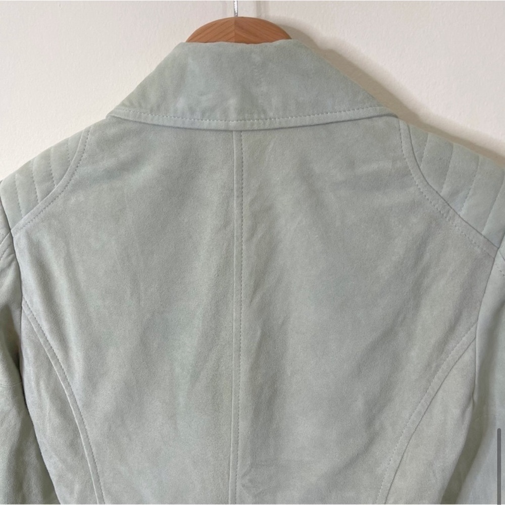 L'AGENCE Light Green Ryder Suede Moto Biker Jacket Size XS NWOT - Picture 6 of 6